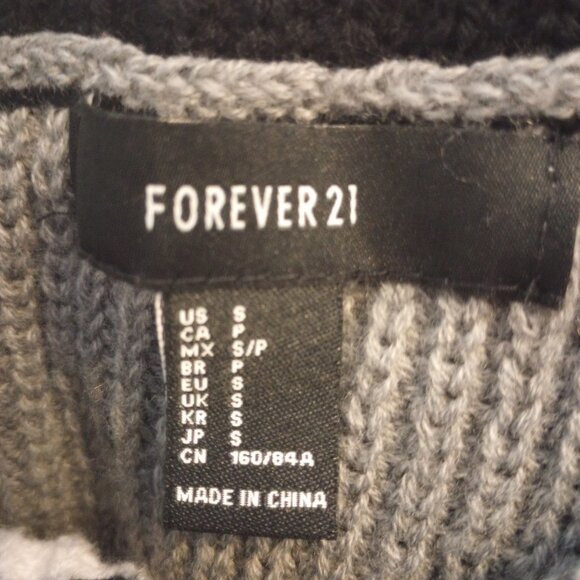 Gray Preppy Varsity Style Pullover Sweater sz 3 Oversized Rib Knit - Picture 8 of 11